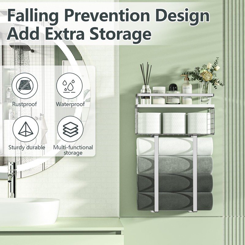 Towel Racks for Bathroom, Bathroom Shelf Over Toilet,Floating Shelves with