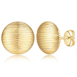 PWQIEE Gold Earrings 14K Gold Stud Earrings for Women Shell-Like Aesthetic Adorable and Comfort-Focused Womens Stud Earring 12mm