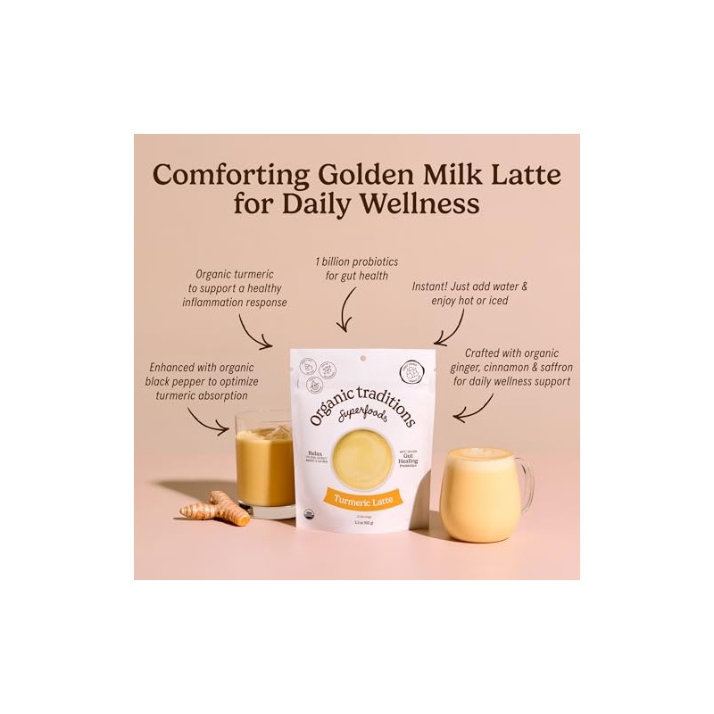 Organic Traditions Latte cúrcuma con probióticos y azafrán 5 3