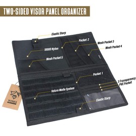 WYNEX Organizador de panel de visera para camioneta Pickup F150, panel de visera Molle grande para vehículo táctico, soporte para parasol de coche, bolsa de almacenamiento