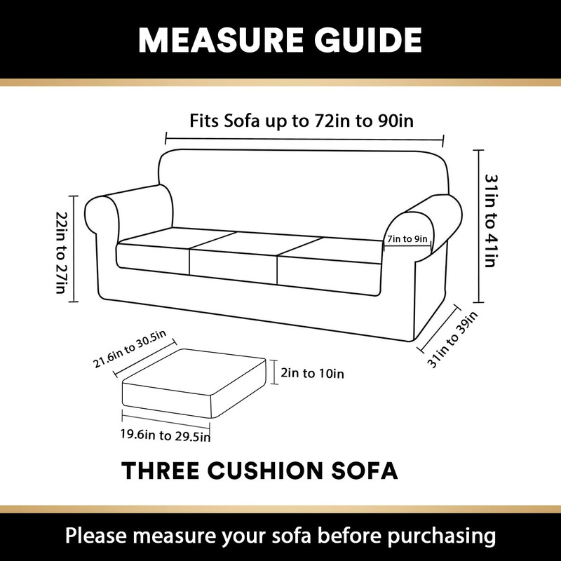 PrinceDeco Velvet Couch Covers for Sofa Soft 4 Pieces Couch