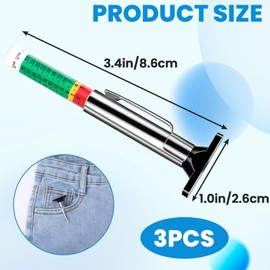 BEIQIYA 3 Pack Tire Thread Depth Gauge, Color Coded Tread Depth Gauge with Pocket Clip, Tire Depth Gauge Accurate Measure Tool in 1/32" for Car Trucks Motorcycles Various Vehicle- Silver