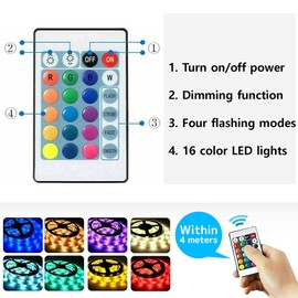 Meruido DC 5V 24 Key IR Remote Controller with 1m USB Inline IR Controller for 5050 2835 RGB LED Light Strip