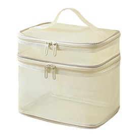 Mesh Shower Bag | Tabletop Cosmetic Tote Bag Nylon Mesh Shower Caddy Double-Layer Toiletry Beach Bag Tote Bag Makeup Storage Organizer for Travel Camp Gym Dorm Bathroom