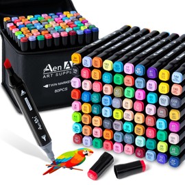 Alcohol Markers Set, 80 Color Dual Tip Art Drawing Markers, Artist Pens with Organizing Case for Adult Drawing Coloring Sketching