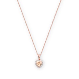 Rocksbox Kate Heart Pendant Necklace in Champagne - Rose Gold Pendant Necklace - 18k Rose Gold Plating with Cubic Zirconia - Premium Quality Jewelry - 16" with Extender