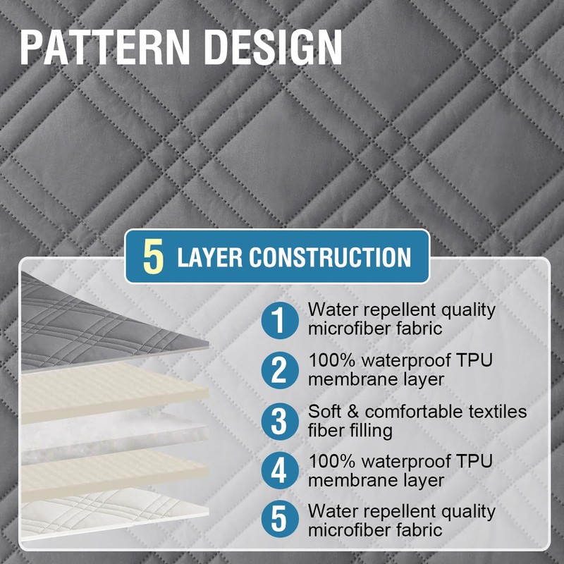 H.VERSAILTEX 100% Waterproof Couch Covers for 3 Cushion Couch Sofa