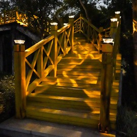 Fence Post Solar Lights Outdoor - 8 Pack 2 Modes Solar Post Cap Lights, IP65 Waterproof Solar Deck Lights Fit 3.5x3.5 4x4 4.5x4.5 5x5 Wooden Posts Garden Porch Patio Decor, Warm White & Bright White