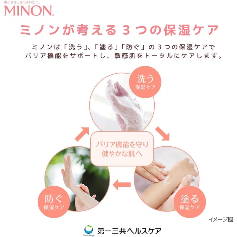ミノン 全身シャンプー しっとりタイプ 敏感肌 低刺激 ボディ＆ヘアケア 保湿 ポンプ 450ml 1個