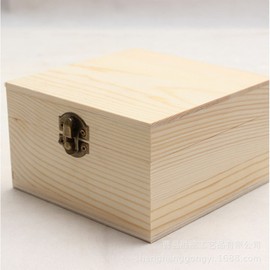 XUYC Unfinished Wooden Box with Hinged Lid and Front Clasp,Natural Pine Wood Boxes DIY Craft Wooden Boxes for Art,Hobbies,Jewelry Box and Home Storage (9x9x5)