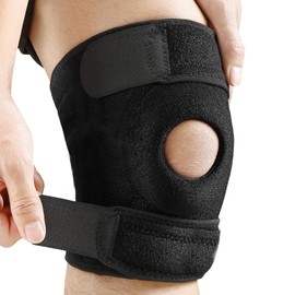 UZSUZZ Knee Support with Open-Patella Design, Adjustable Knee Brace Support for Men Woman with 3 Elastic Straps & Side Stabilizers, Knee Brace for Joint Pain, Arthritis, Running, Recovery