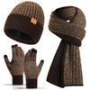 floconssy 3 PCS Men's Winter Hat Scarf Gloves Set, Warm