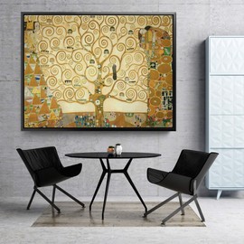 Tree of Life Gustav Klimt Canvas Art Wall Art Home Decor - Various Sizes (36in x 24in Modern Black Framed)