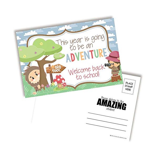 Fun Bigfoot Themed Welcome Back To School Blank Postcards For