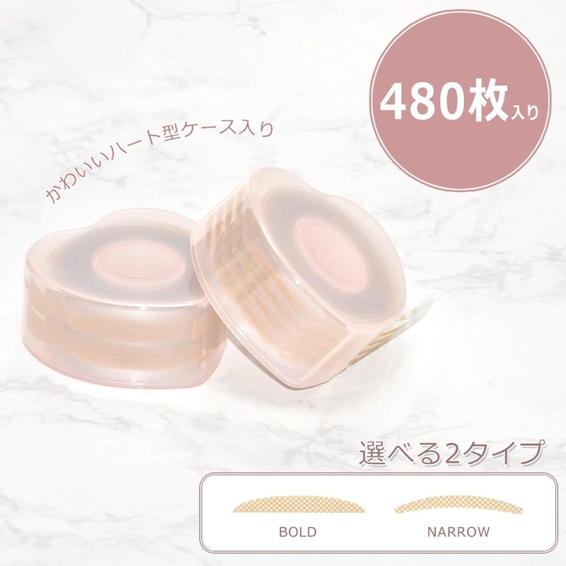 GoodsLand GD-EYETAPE-HOSO [Large Capacity, 480 Sheets] Double Eyelid Tape Roll,