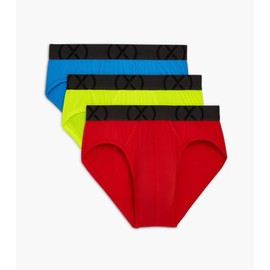 2(X)IST Mens Underwear Micro Sport Mesh No Show Briefs Bright Fashion 3 Pack (Fiery Red, Small)