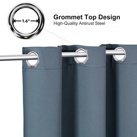 ChrisDowa Grommet Blackout Curtains for Bedroom - Thermal Insulated Room Darkening Curtains for Living Room (1 Panel Set, Stone Blue, 52W x 45L)