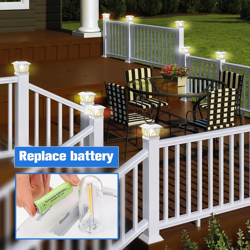 VOLISUN Solar Post Cap Lights Outdoor 8Pack, with Edison LED