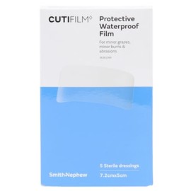 Cutifilm Protective Waterproof Film Sterile Plaster Dressings, 7.2 cm x 5 cm Size (Pack of 5)