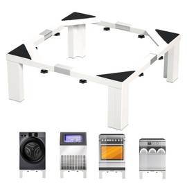 I'Ezonk Full size Heavy duty all steel Laundry Pedestal , 16" Height Washer and Dryer Pedestals, Adjustable Universal washing machine stand and Ice maker stand(White)