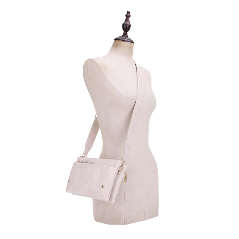 Isabelle Two-Tone Multi-Compartment Crossbody Bag with Adjustable Detachable Strap, Gold