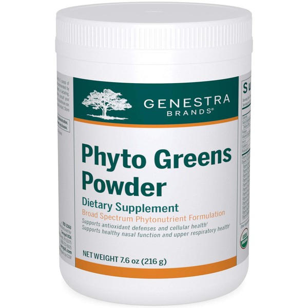 Genestra Brands Phyto Greens Powder | Organic Herbal Supplement with Vitamins, Dietary Fiber and Enzymes for Optimum Nutrition | 7.6 Ounces