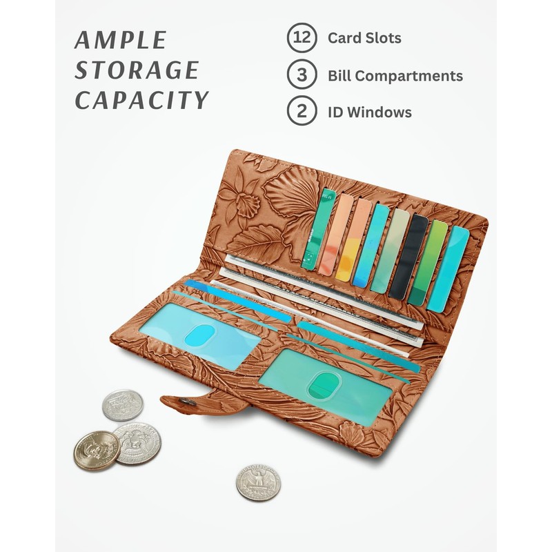 Unilily Slim Wallet Women RFID Blocking Vegan Leather Bifold Clutch