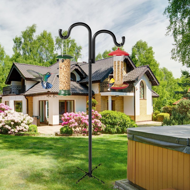 Double Shepherds Hooks for Outdoor, 76" Heavy Duty Bird Feeder