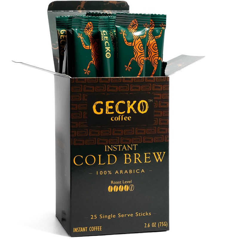Gecko Coffee Instant Cold Brew, Craft Instant Coffee Sticks, 100%