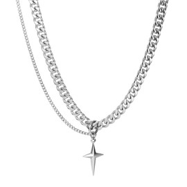 Gold Necklaces for Women Gifts - 14K Gold Plated Necklace for Women Necklaces for Her Tiny Fashion Jewelry for Teens，for Women Friends Jewelry Gifts，Necklace Gold Jewelry Birthday Gifts (Double layered star pendant necklace)