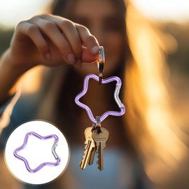 TIXIPEM Star Shaped Snap Clip [6 Pack] - Durable Keychain Clip Spring Snap Hook Use for Backpacks, Outdoor Traveling Walking & Camping Hiking - [Light Purple/Aluminum Alloy]