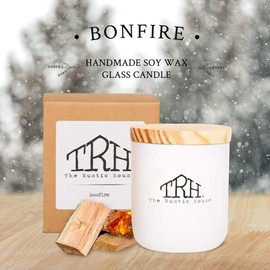 Soy Wax Candle Scented with Bonfire, Aromatherapy Candles for Home and Bath, Long Burning Candles, Handmade Candles in Glass Jar, 8 oz - The Rustic House