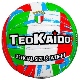 CUCUBA Volleyball Beach Volley Water Resistant Power Model with Italian Crest (White Red Green) for Training or Playing Diameter 21 cm