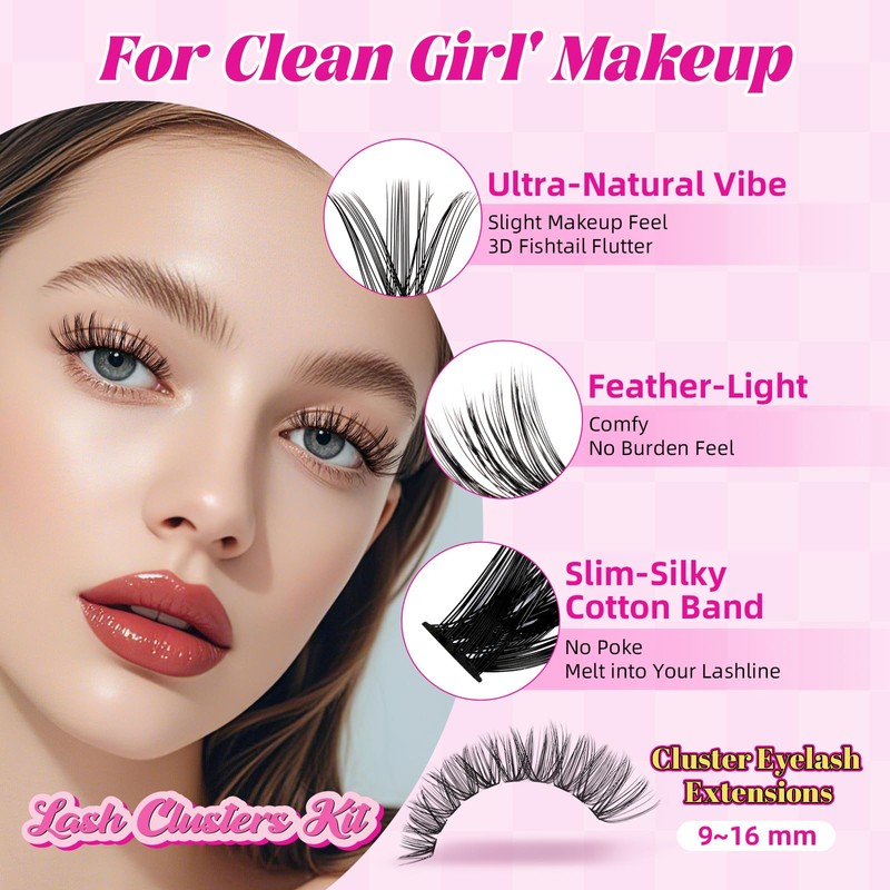 WLF Lash Clusters, 640 Pcs 2 Style 30D+40D Natural Cluster