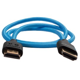 KONDOR BLUE 4K HDMI a HDMI Cable trenzado delgado largo recto para monitores en cámara, tarjetas de captura + más 4K/60hz Metadatos 3D HDR de 18Gbps 2' pie Azul, KB_HDMI2.0_2_FBA