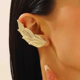 Enautoabs Boho Blatt Ohr Manschette Ohrring Metall Blätter Ohrstecker Ohrringe Goldblatt Kletterer Ohrring Vintage Blätter Ohr Crawler Ohrringe Schmuck Für Frauen 1pcs(rechts)