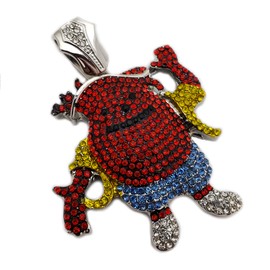 BLINGFACTORY Hip Hop Iced White Gold Plated Lab Diamond Kool AID Man Large Charm Pendant