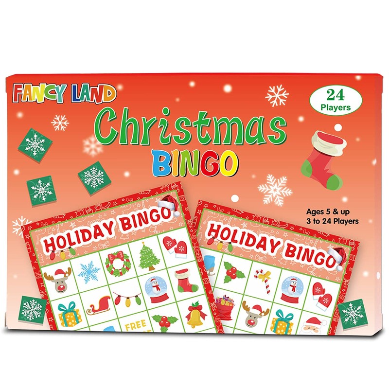 FANCY LAND Christmas Bingo Game for Kids 24 Players Holiday
