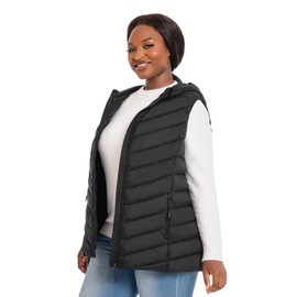 HHE Womens Plus Size Packable Puffer Vest 1X-6X Women's Hooded Lightweight Quilted Puffy Vest (Black,3X)