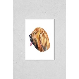 Poster Reproduction of Briard dog breed isolated on white background watercolor art illustration. Herding dog, originally from France, dog head portrait, clipart realistic Variation Number 5