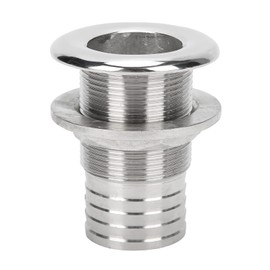 Thru Hull Fitting, 316 Stainless Steel Boat Thru Drain Connector Fittings Straight Drain Marine Thru Hull Fittings Drain Joint for 1-1/2" Hose Water Drainage Plug for Marine Boat Yacht Sail