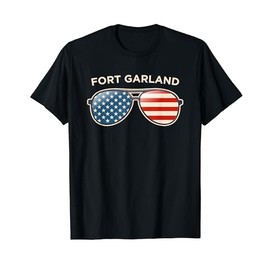 Fort Garland, CO Vintage US Flag Sunglasses T-Shirt