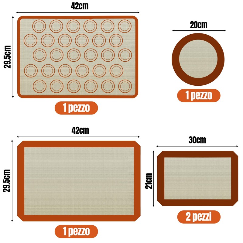 5 Stück Backmatten aus Antihaft-Silikon. Mikroperforierte Backmatte für Backofen. Wiederverwendbare