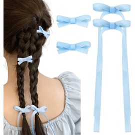 Small Hair Barrette Decorations Bows for Women Mini Side Hair Clip Braid Bow Clip Hair Barrettes (Blue, One size)