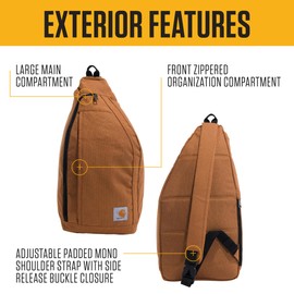 Carhartt Durable Sling Bag, Crossbody Backpack with Side Release Buckle, Tablet Sleeve and Adjustable Strap, Greenstone