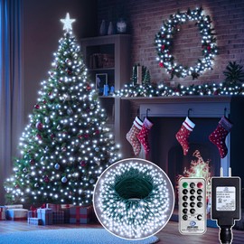 75FT Christmas Lights Indoor Outdoor Waterproof, 200 LED 8 Modes White Twinkling String Lights for Room Decorations, Ideal for Christmas Trees, Wedding, and Party
