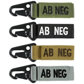 Condor Elite - Blood Type Key Chain (4 PCS/Pack) AB Negative, Coyote Brown