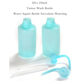 HOOMBOOM - 2 botellas de lavado de tatuaje, 250 ml, botella de agua de 8 onzas, riego suculento, herramientas de riego de seguridad para suculentas médicas, botella de lavado azul