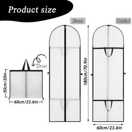 Garment Bag Dustproof Clothes Covers Hanging Garment Bags Moth Proof Garment Cover with Zip for Women Men Wedding Dress Dresses Suits Coats (White)