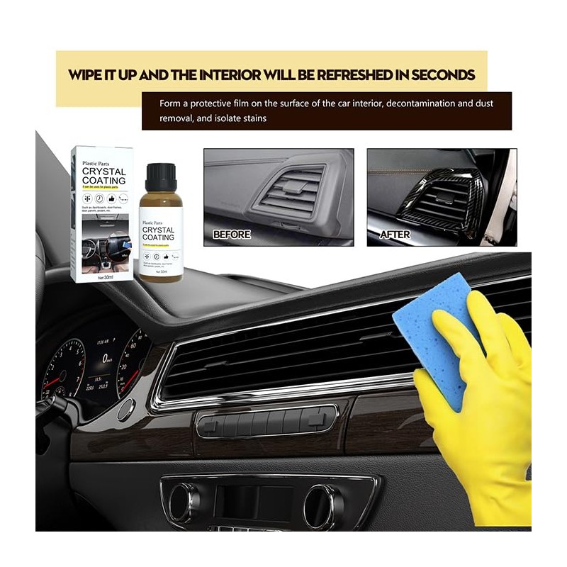 Crystal Coating for Car, Plastic Parts Refresher, Great Gloss Protection